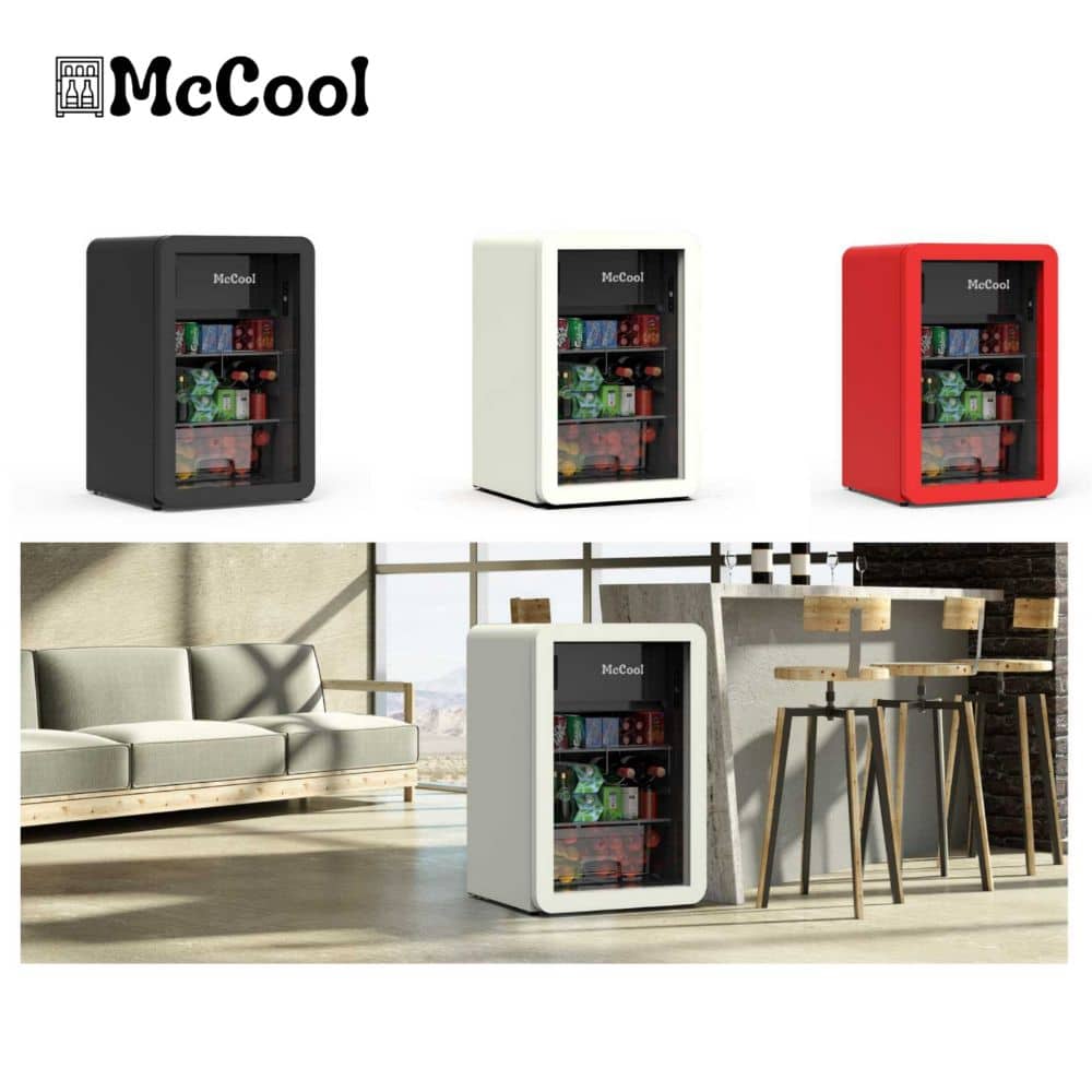 Retro Fridge with Freezer Full Glass Door​