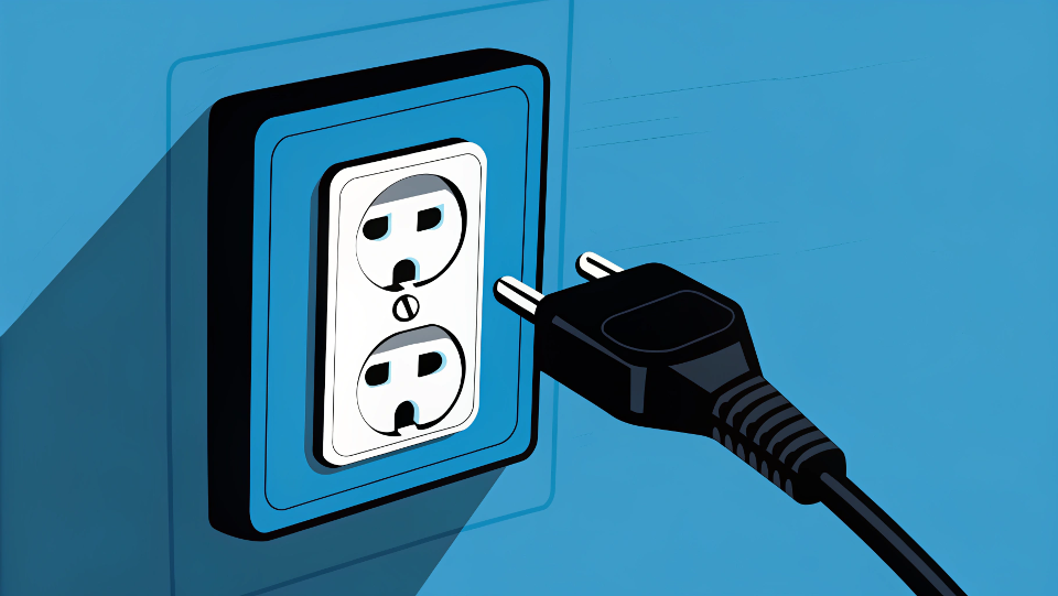 A close-up of a wall outlet and a plug