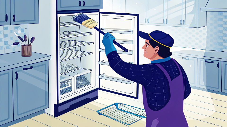 A homeowner checks the temperature of their fridge compressor