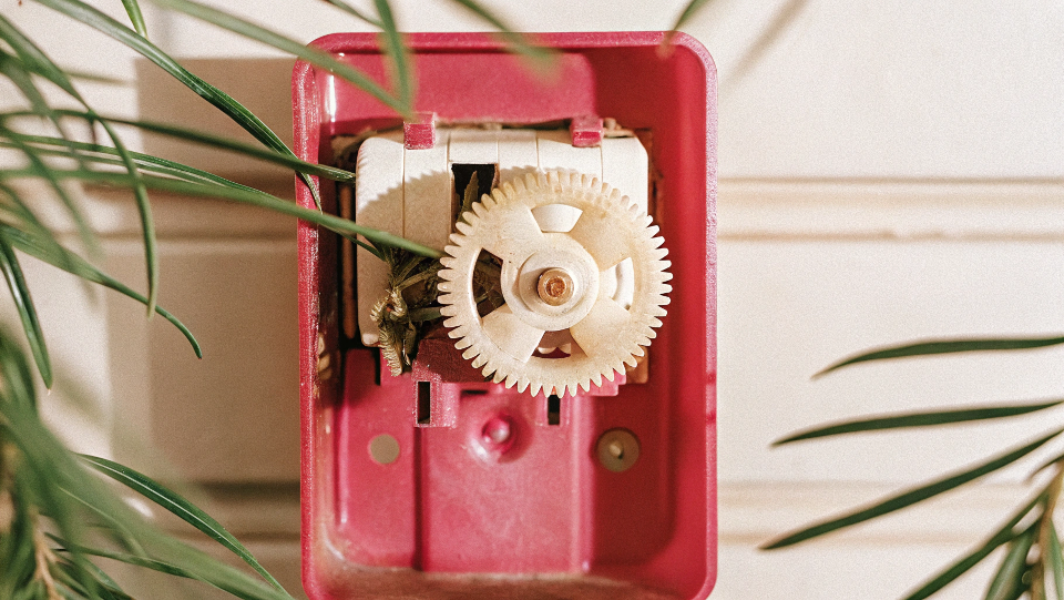close-up of a broken mechanical defrost timer