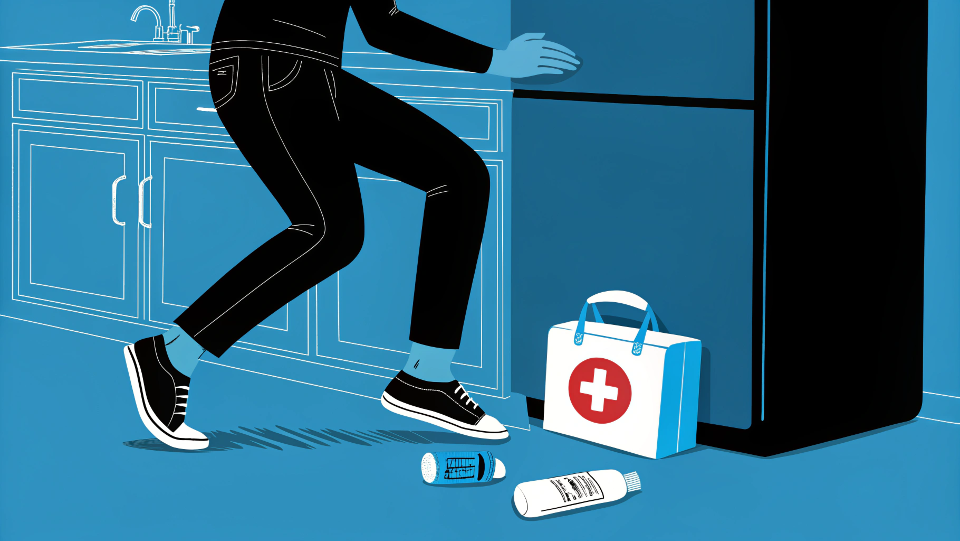 First aid kit with focus on burn cream