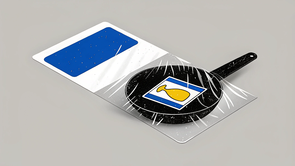 Applying oil to a stubborn sticker under plastic wrap