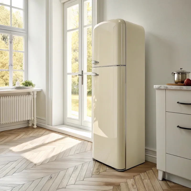 A customized refrigerator icon with streamlined modern aesthetic design