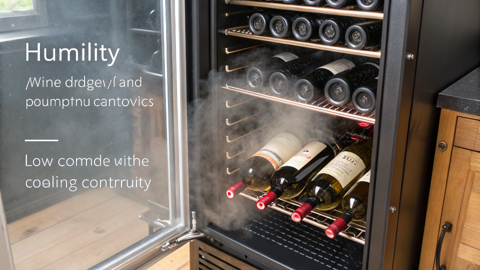 Interior view of a wine fridge's cooling system