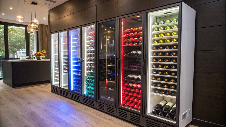 RGB+W lighting for a modern wine cooler display