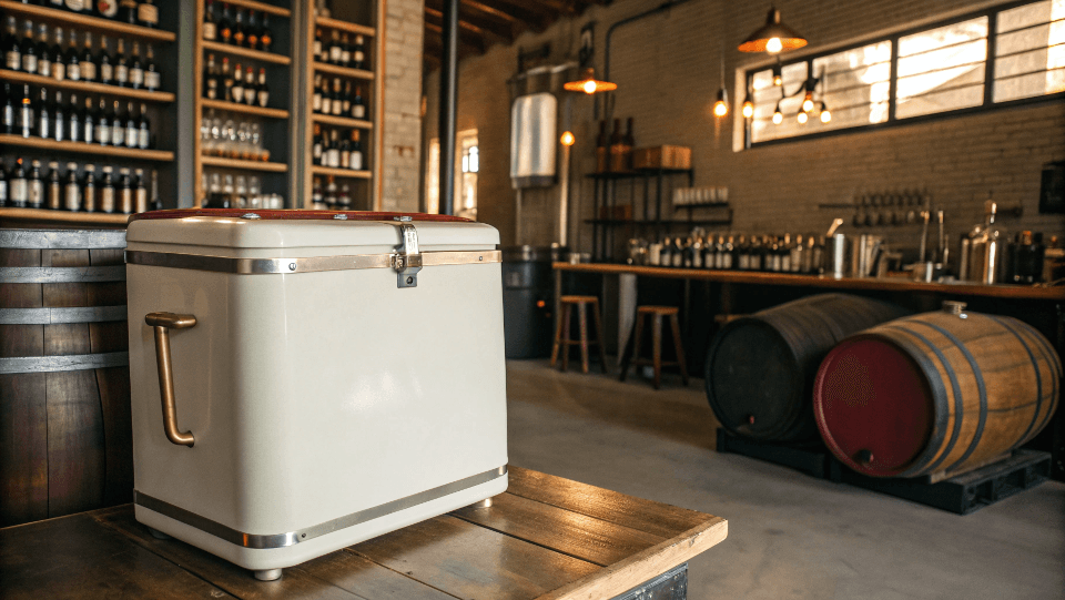 craft beer displayed with a retro cooler
