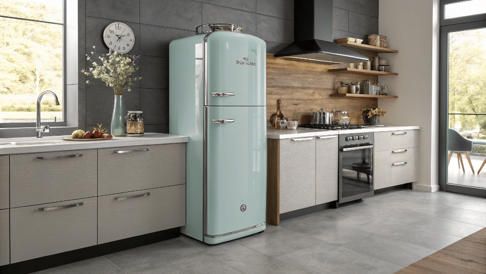A stylish retro fridge in a modern kitchen