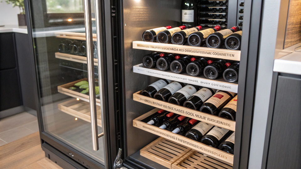 A perfectly humidified wine fridge interior
