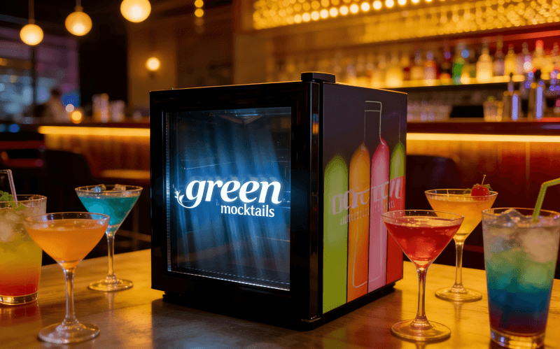 Luminous logo glass door beverage refrigerator