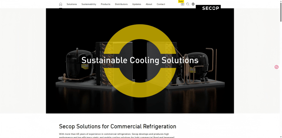 Secop compressor website page
