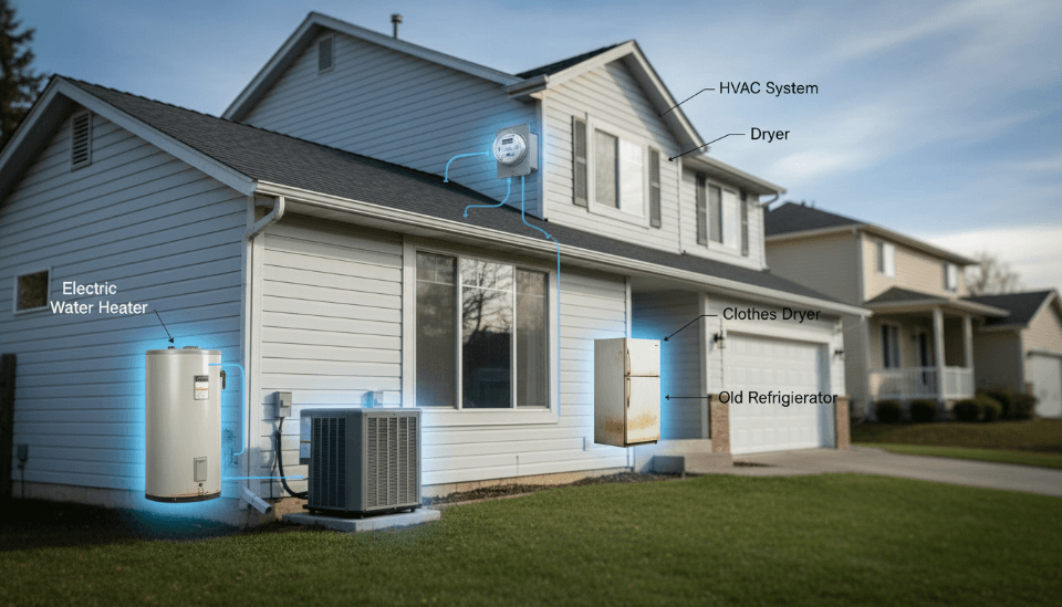 A home electricity meter spinning very quickly