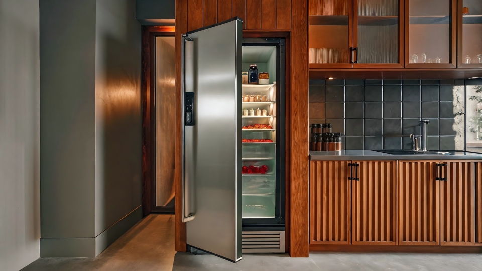 A high-quality vintage style refrigerator in a modern kitchen