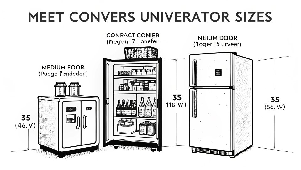 Different sizes of vintage refrigerators side-by-side