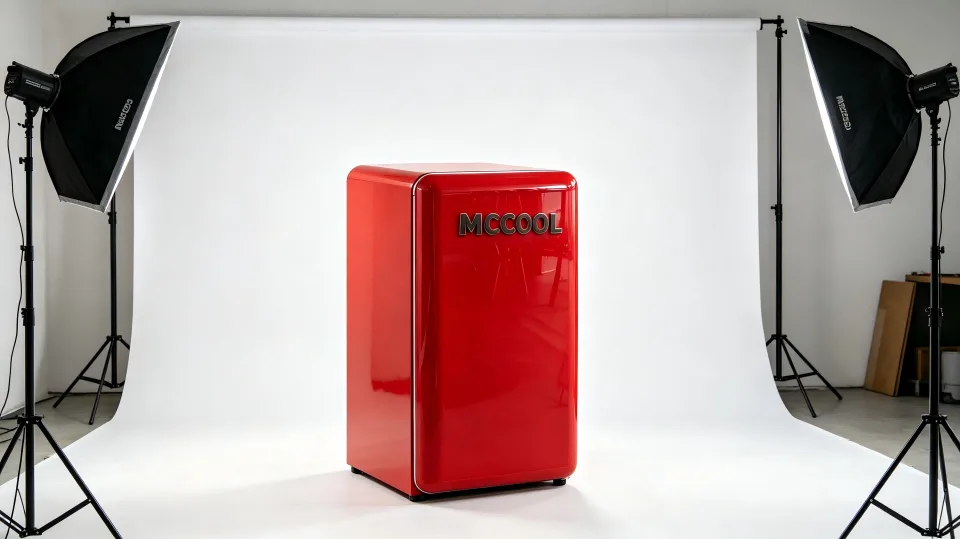Different styles of logos on retro fridges