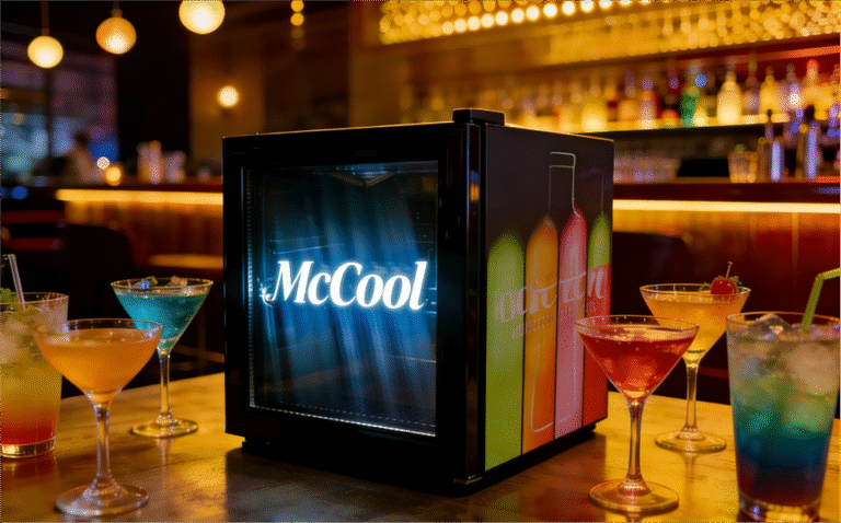 Custom logo on a mini refrigerator