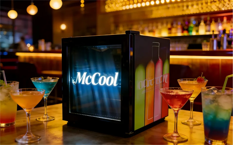 Custom logo on a mini refrigerator