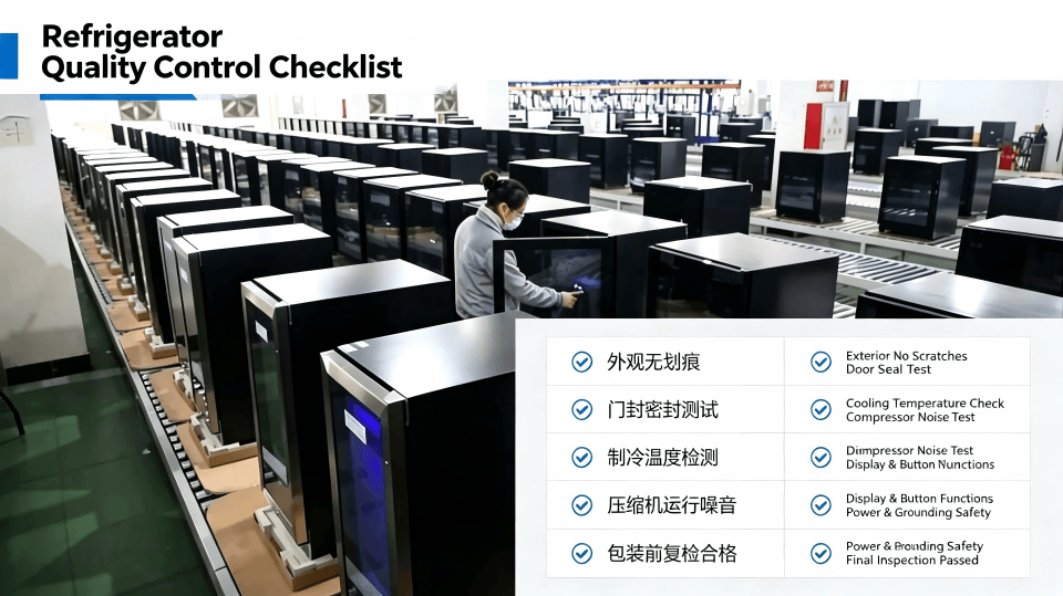 A detailed quality control checklist for refrigerators