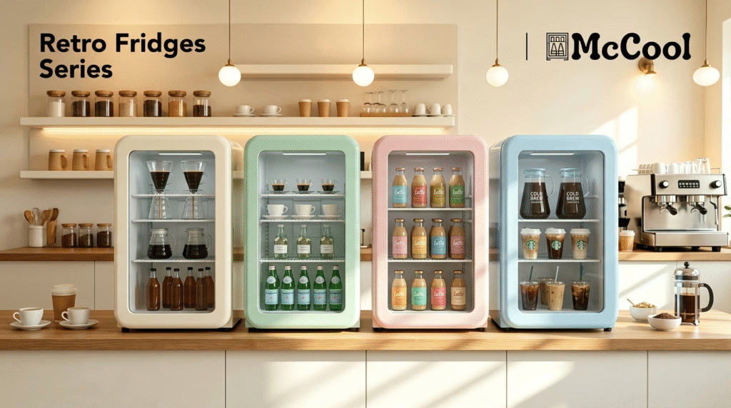 a collage of custom vintage fridges in different colors and styles